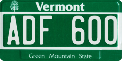 VT license plate ADF600