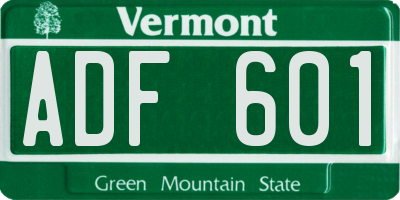 VT license plate ADF601