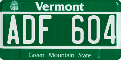 VT license plate ADF604
