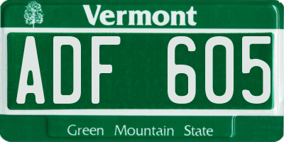 VT license plate ADF605