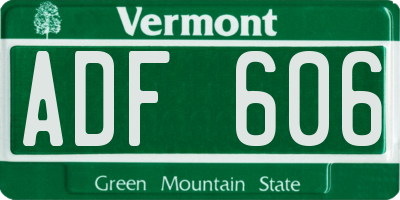VT license plate ADF606