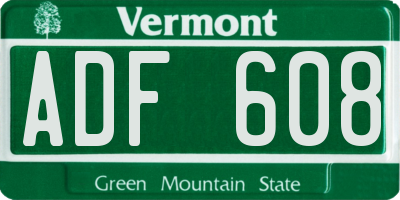 VT license plate ADF608