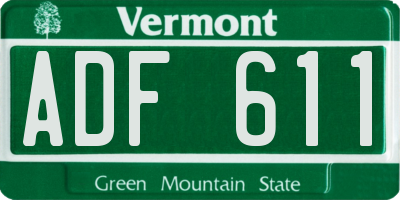 VT license plate ADF611