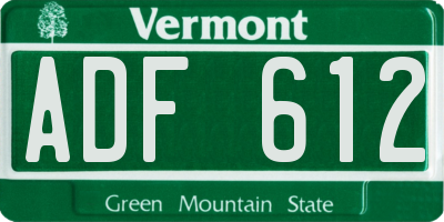 VT license plate ADF612