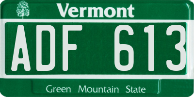 VT license plate ADF613