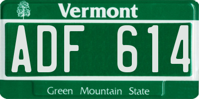VT license plate ADF614