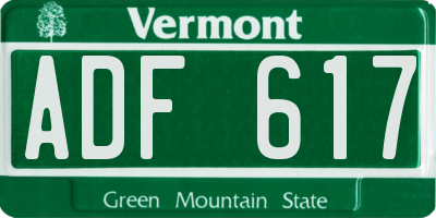 VT license plate ADF617