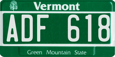 VT license plate ADF618