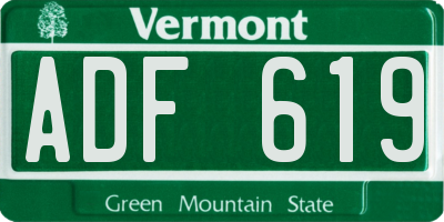VT license plate ADF619