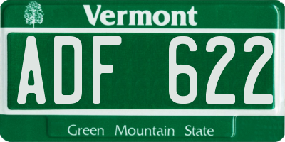 VT license plate ADF622