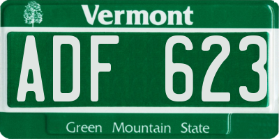 VT license plate ADF623