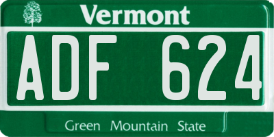 VT license plate ADF624