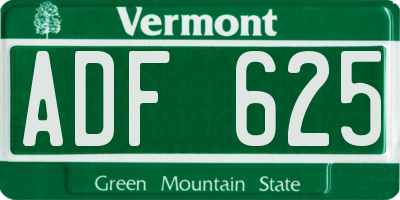 VT license plate ADF625