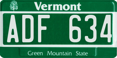 VT license plate ADF634