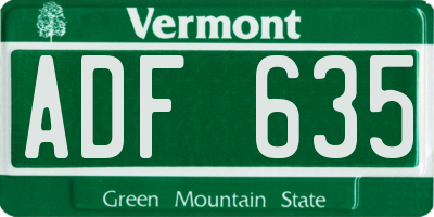 VT license plate ADF635