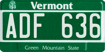 VT license plate ADF636