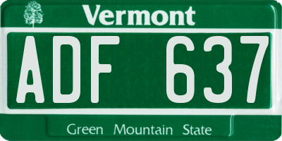 VT license plate ADF637