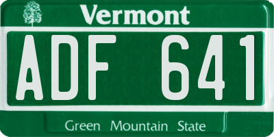 VT license plate ADF641