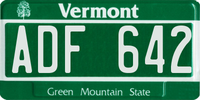 VT license plate ADF642