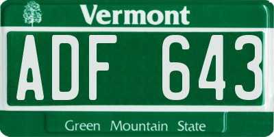 VT license plate ADF643