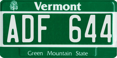 VT license plate ADF644