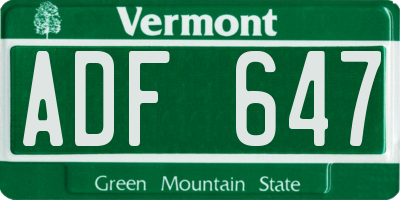 VT license plate ADF647