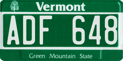VT license plate ADF648