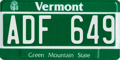 VT license plate ADF649