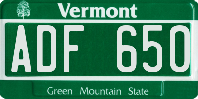 VT license plate ADF650