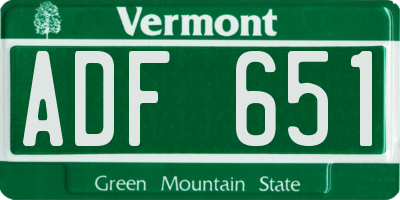VT license plate ADF651