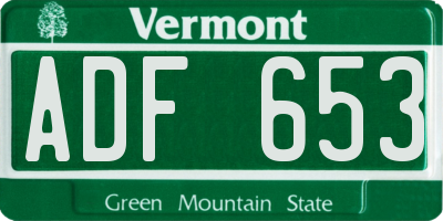 VT license plate ADF653