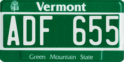 VT license plate ADF655