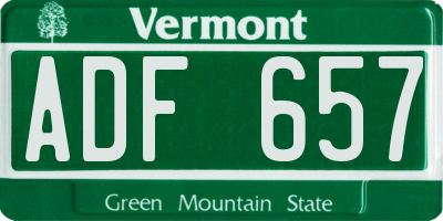 VT license plate ADF657