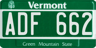 VT license plate ADF662