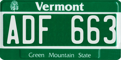 VT license plate ADF663