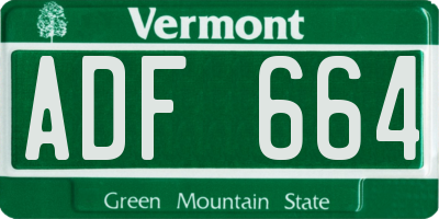 VT license plate ADF664