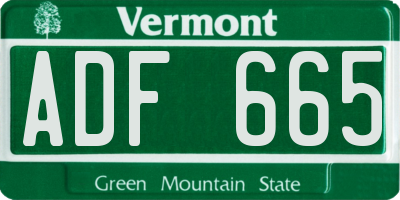 VT license plate ADF665