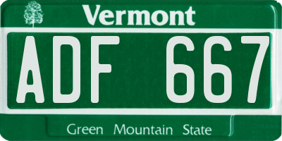VT license plate ADF667
