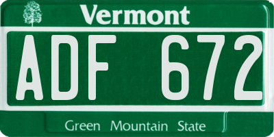 VT license plate ADF672