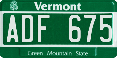VT license plate ADF675