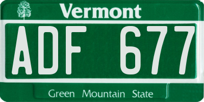 VT license plate ADF677