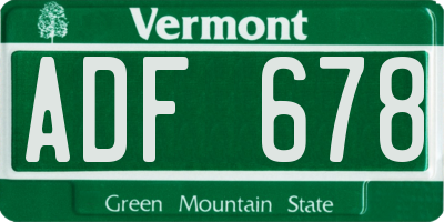 VT license plate ADF678