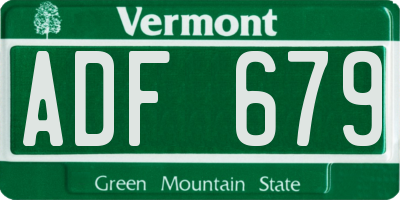 VT license plate ADF679