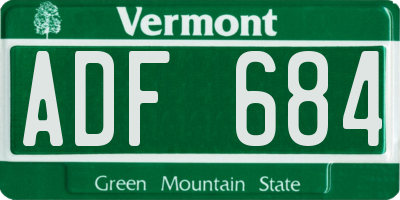 VT license plate ADF684