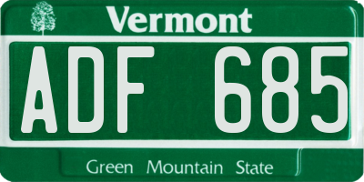 VT license plate ADF685