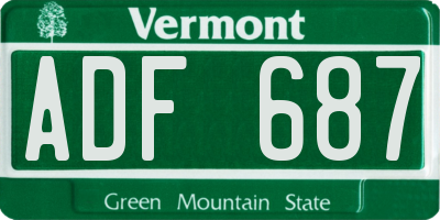 VT license plate ADF687