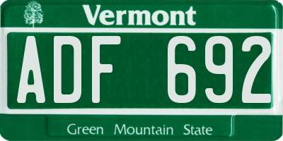 VT license plate ADF692