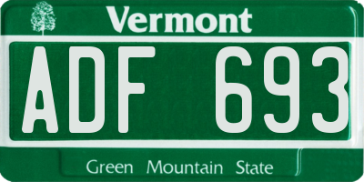 VT license plate ADF693