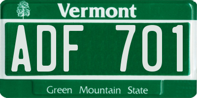 VT license plate ADF701