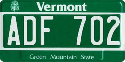 VT license plate ADF702